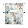 thumbnail image 1 of Beach Coastal Swag Kitchen Curtains Sets for Windows 24 Inch Length, Summer Nautical Coral Shell Botanical Short Window Curtain Panels Swags Valances and Tiers 3 Piece Set for Cafe/Dining Room, 1 of 5
