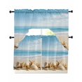 thumbnail image 1 of Beach Coastal Swag Kitchen Curtains Sets for Windows 24 Inch Length, Summer Seaside Shell Starfish Nautical Short Window Curtain Panels Swags Valances and Tiers 3 Piece Set for Cafe/Dining Room, 1 of 5