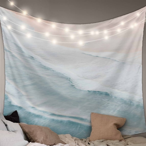 Beach Coastal Tapestry for Bedroom Wall Hanging Tapestry, Blue Nautical Summer Ocean Seaside Ceiling Backdrop Tapestries Poster Blanket Wall Decor for Teens Room Living Room Dorm 51" x 59"
