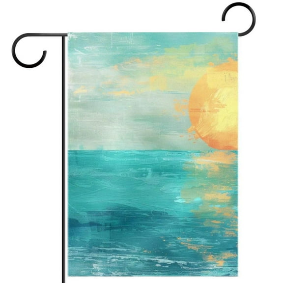 Beach Coastal Teal Ocean Pattern Double Sided Garden Flag Decorative Weather Resistant Yard Flag, Large DIY Vertical Flag for Farmhouse Patio Lawn, 28x40 Inch