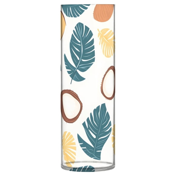 Beach Coconut Pattern Vase Flower Vase Clear Unbreakable Plastic Tall Decorative 11.8in