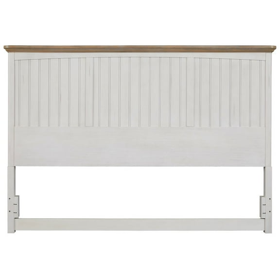 Beach Comber Queen Headboard - Weathered White - Sand Top