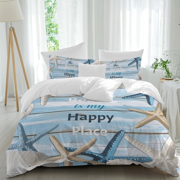 The Beach Comforter Set Full Size, Is My Happy Place Starfish Shell ...