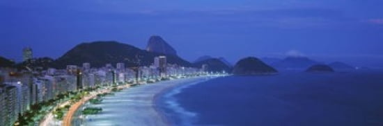 Beach Copacabana Rio De Janeiro Brazil Canvas Art - Panoramic Images (36 x 12)