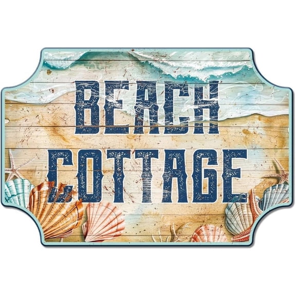 Beach Cottage Vintage Metal Tin Sign Retro Sea Plaque Poster Metal Wall Decorative Tin Signs for Home Beach House Sun Room Mixed Color