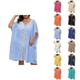 thumbnail image 1 of Beach Cover Up Swim Suits for Women 2025 Stylish Plus Size Pullover Viscose Swimwear Cover-Up for Women - Comfortable Mid-Length Sleeve Dress for Versatile Wear, 1 of 6