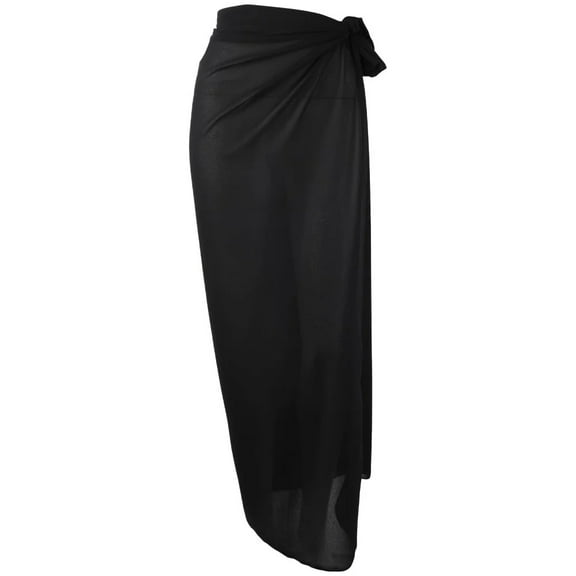 Triani Beach Cover Up Wraps,Women Swimsuit Cover Up,Bikini Bathing Swimsuit Wrap Skirts for Vacation,Solid Color Printed Beach Swimwear Chiffon,Black