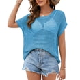 thumbnail image 1 of Beach Cover Up for Women Mesh Hollow Out Swimsuit Cover Up Short Sleeve Swimwear Pullover Crochet Tops Shermie, 1 of 6