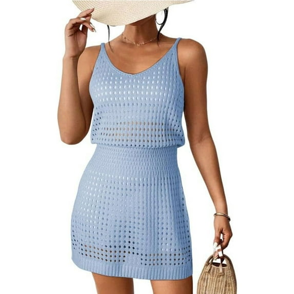 Beach Cover Up for Women Slightly Hollow Out Spaghetti Strap Swimsuit Cover Up Swimwear Bathing Suit Cover Dresses Shermie