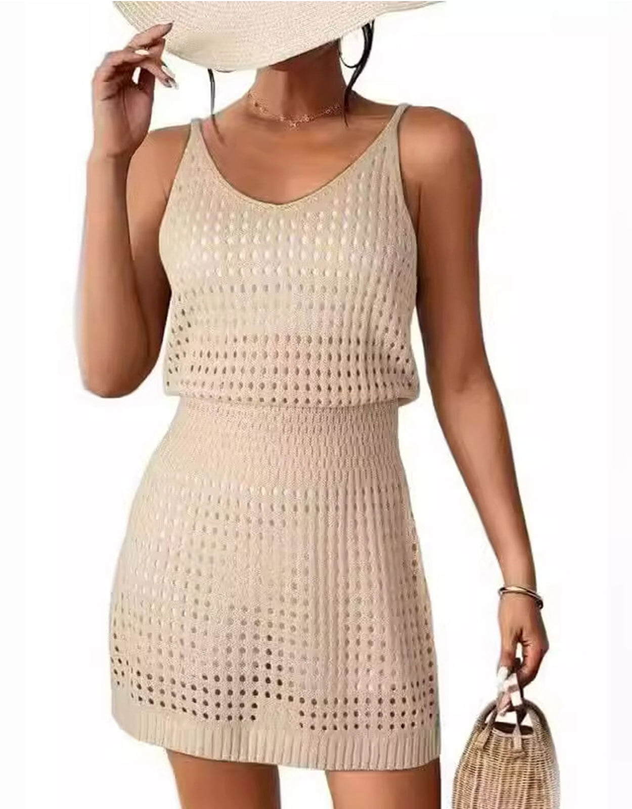 Fashion Solid Color Hollow Swimsuit Cover Up