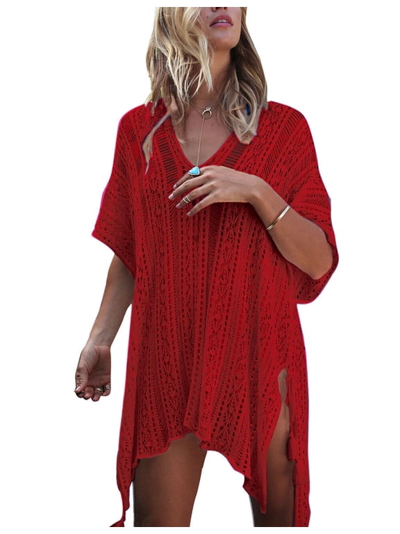 Beach Cover Up for Women Summer Crochet Swimsuit Cover Up Swimwear Bathing Suit Cover Ups with Tassel Shermie