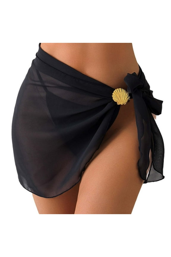 Beach Cover Ups For Women Short Sequin Fringe Skirt Wrap Bikini Shiny Wraps Vacation Outfits Black