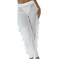 thumbnail image 1 of Beach Cover Ups Mesh Ruffle Trim Pants Wrap Bikini Shiny Wraps Vacation Clothes White, 1 of 7