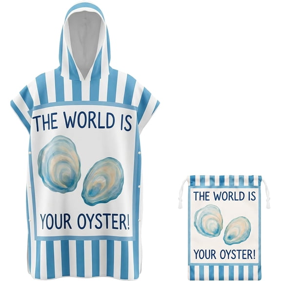 Beach Cover Ups Poncho Adult Cruise Oversized Microfiber Surf Towel Robe Microfiber Swim Parka Suit Towel Coverup, Hooded Robe, Oster Blue