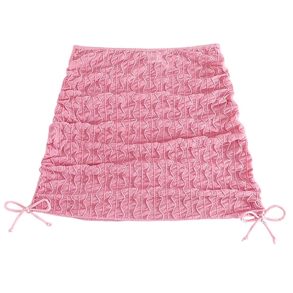 Beach Cover Ups for Women Cut Out Pleated Swim Cover Up Skirt Textured Bathing Suit Bikini Bottoms Ruched Mid Rise Beach Bodycon Skirt 2026 Summer Beach Skirts Swimwear