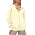 thumbnail image 1 of Beach Cover Ups for Women Full Zip Long Sleeve Shirts Jackets for Women with Pocket Ourdoor Summer Outfits Clothes Yellow S, 1 of 4