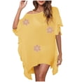 thumbnail image 1 of Beach Cover Ups for Women Short Sleeve Bathing Suit Cover Up Swimwear off Shoulder Loose Fit Swimsuit Coverup, 1 of 4