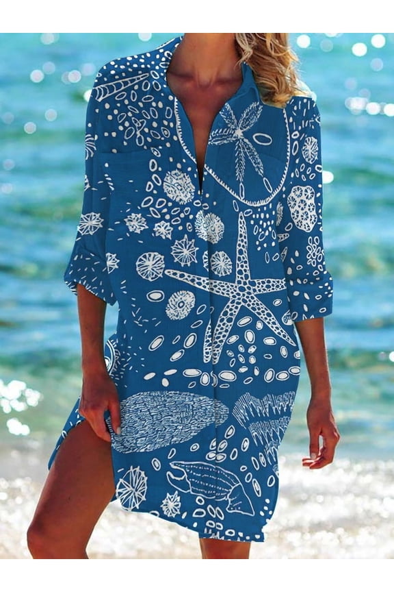 Beach Cover Ups for Women Summer Button Down Midi Shirt Dresses Vacation Swimwear Coverup