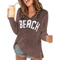 thumbnail image 1 of Beach Cover Up for Women Letter Print Crochet Tops Beach Sweater | Long Sleeve, Crew Neck, Split Hem, Swim Swimsuit Coverup, Lightweight Summer Sweater, Vacation Beach outfits,3XL, 1 of 6