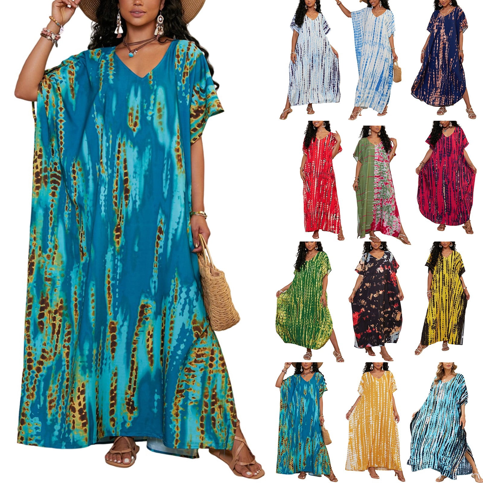 Summer Beach Robe Beach Cover-up Floral Printed Kimono Robe Long Sleeve Sun Shirt Loose ...
