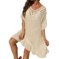 thumbnail image 1 of Beach Coverup Dress Crochet Hollow Out V Neck Swimwear Bikini Batwing Sleeve Swimsuit Cover Ups Bathing Suit Cover Up Alsol Lamesa, 1 of 6