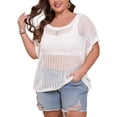thumbnail image 1 of Beach Coverup Tops Hollow Out Plus Size Swimwear Bikini Swimsuit Cover ups Bathing Suit Coverups, 1 of 6