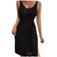 thumbnail image 1 of Beach Coverup for Women Swimsuit Cover ups Crochet Tank Dress Hollow Out Sleeveless Bikini Cover Ups with Belt (S, Black), 1 of 7