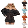 thumbnail image 1 of Beach Coverups for Women 2026 Beach Swim Cover Up Gold Strapless Beach Cover Up Dress with Hollow Out Crochet Detailing for and Holiday Wear, 1 of 5