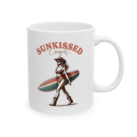 Beach Cowgirl Mug Summer Lover Coastal Surfing Retro Coffee Tea Cup