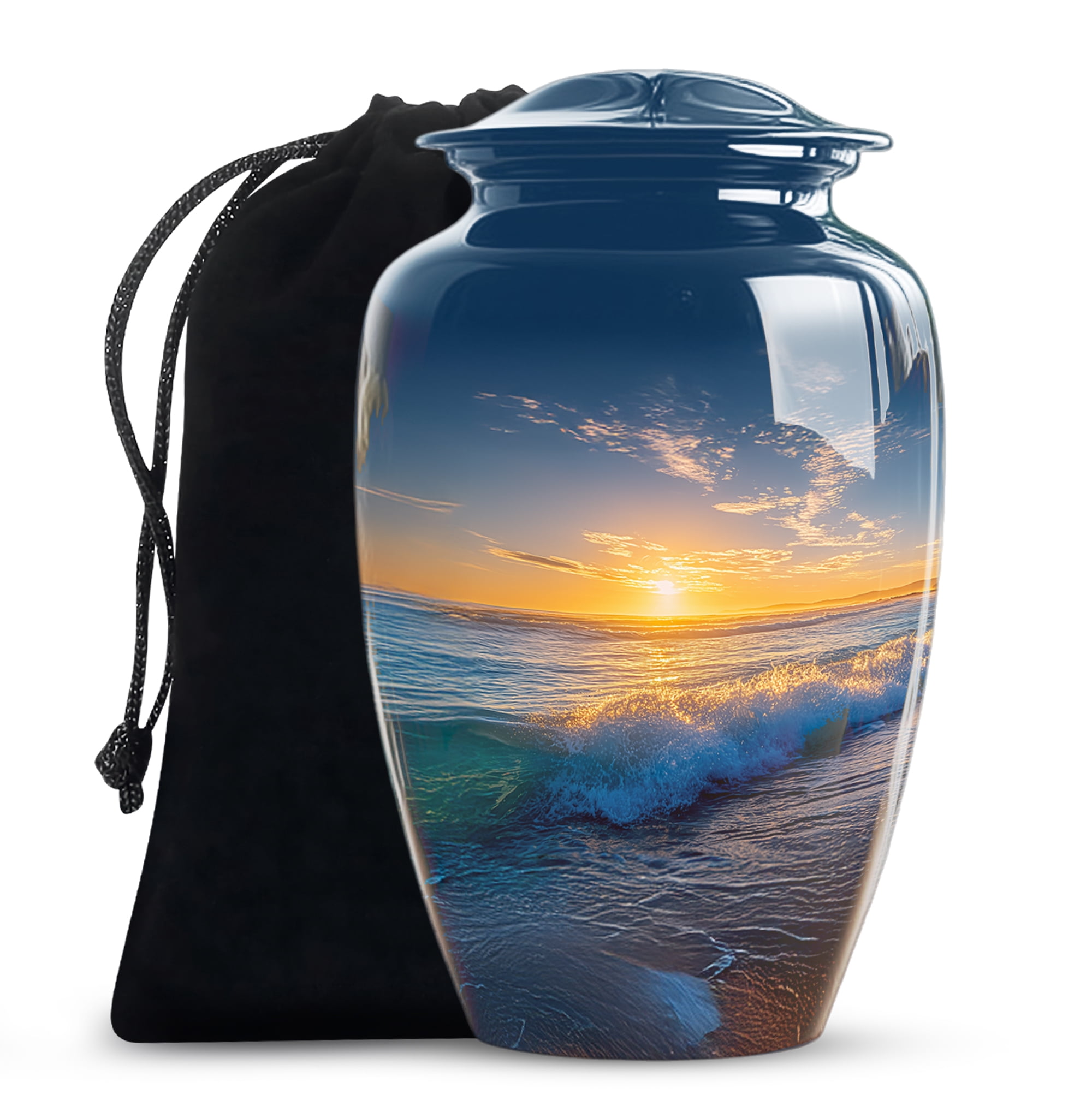 Beach Cremation Urns For Human Ashes Adult Female - 10 Inch Urn For Ashes For Women - Large Decorative Urn For Mom - Human Remains Urns ( Size:- 10 Inch )