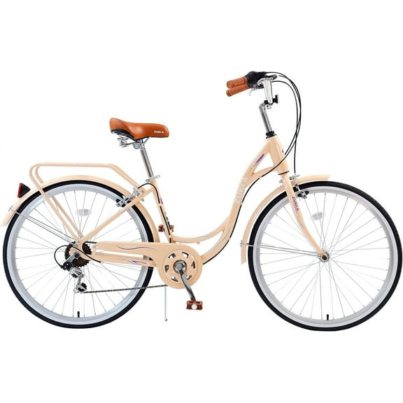 Beach Cruiser Bike for Women 24/26 Inch Ladies Bike 12 Speed Complete Cruiser Bikes with Dual V-Brake and Adjustable Seat, Adult City Bike for Women, Men