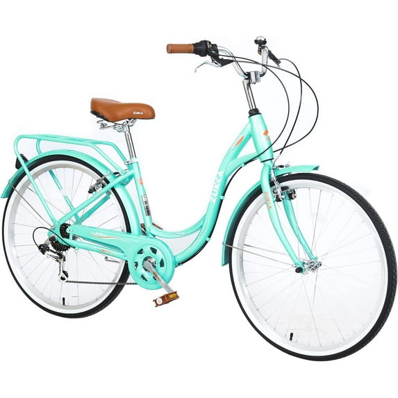Beach Cruiser Bike for Women 24/26 Inch Ladies Bike 13 Speed Complete Cruiser Bikes with Dual V-Brake and Adjustable Seat, Adult City Bike for Women, Men