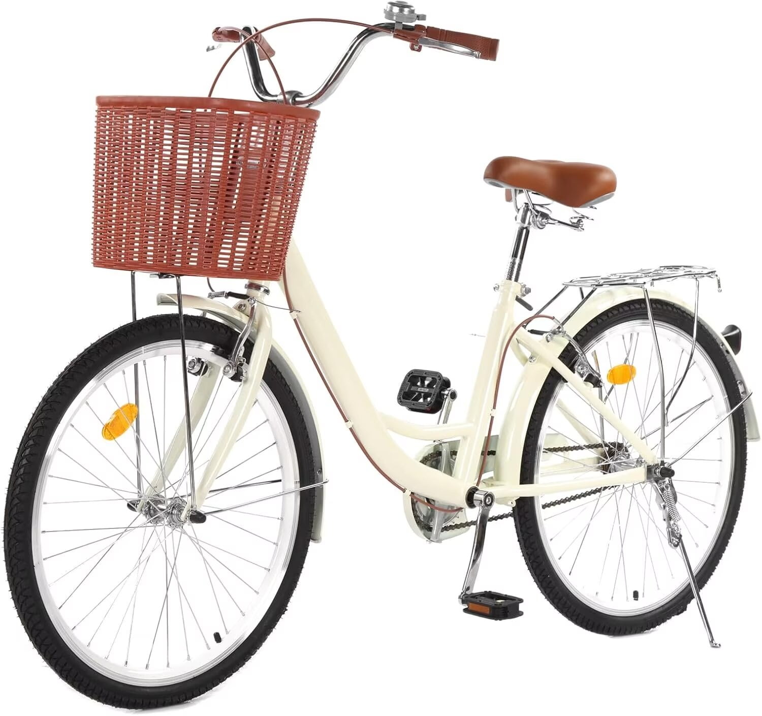 Beach Cruiser Bike for Women , 26 Inch Women's Leisure Bike, Women's Bike with Basket, Adjustable Seat for Daily Commuting, Fitness, Beige - Walmart.com