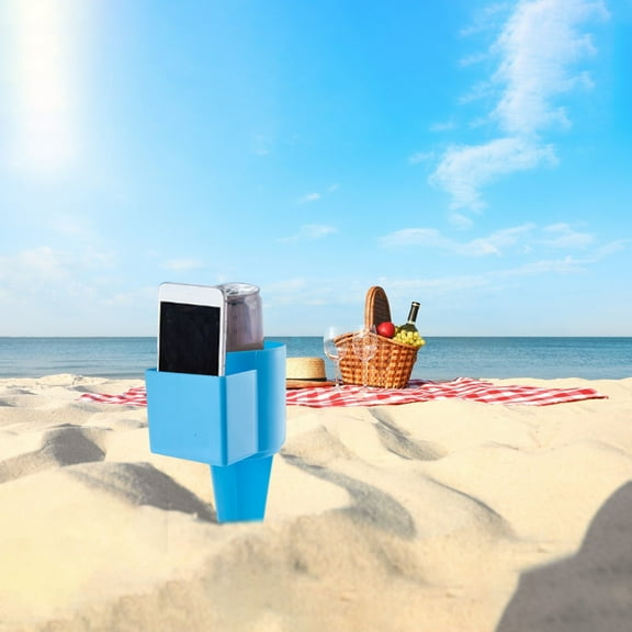 Beach Cup Holder with Pocket, Multi-Functional Sand Cup Holder for Beverage Snack,Beach Accessory Drink Sand Coaster,Beach Storage Tool, Camping Traveling Storage