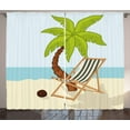 thumbnail image 1 of Ambesonne Beach Curtains 2 Panel Set, Cartoon Style Palm Tree, 108" x 90", Multicolor, 1 of 3