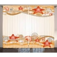thumbnail image 1 of Ambesonne Beach Curtains 2 Panel Set, Sand Seashells Themed Print, 108" x 90", Pale Orange and Vermilion, 1 of 3