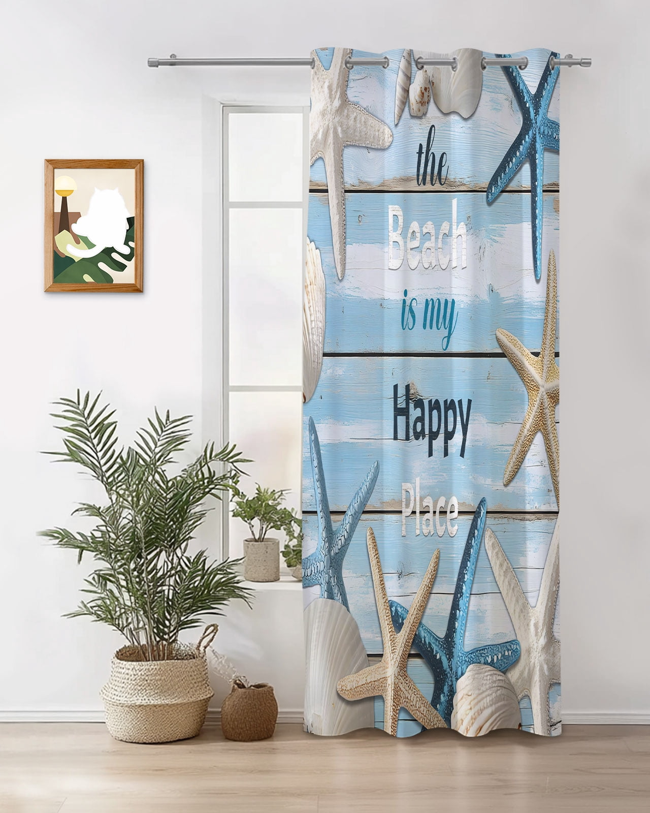 The Beach Curtains 84 inches Long for Living Room Bedroom Is My Happy ... - Coastal Shell Lighting
