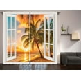thumbnail image 1 of Ambesonne Beach Curtains 2 Panel Set, Sea Ocean Palms Scenery, 108" x 96", Multicolor, 1 of 2