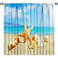 thumbnail image 1 of Beach Curtains Summer Tropical Beach Conch Starfish Art Printed Bedroom Living Room Bathroom Blackout Rod Pocket Decoration Window Drapes 2 Panels W21xL54in, 1 of 6