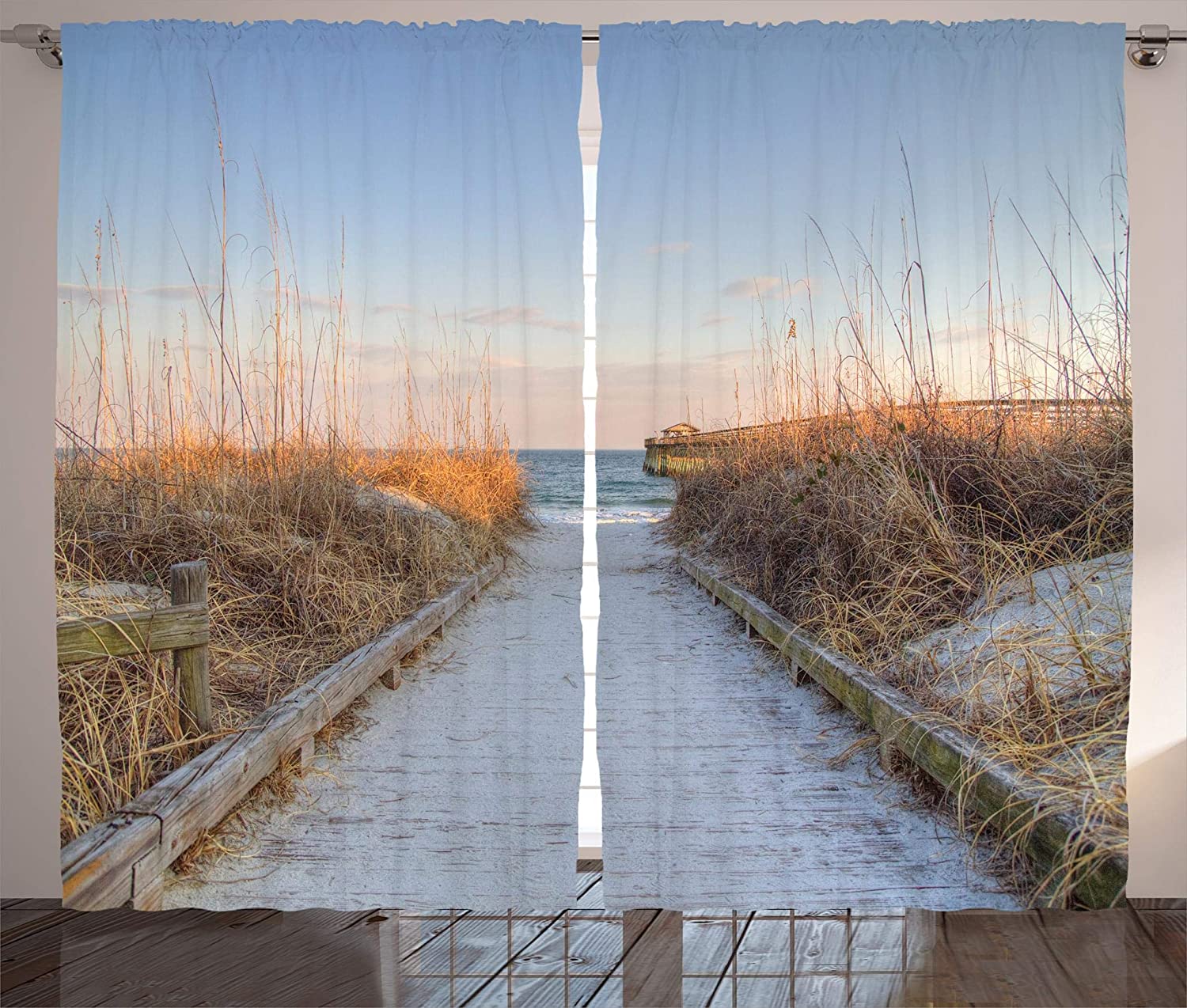 Beach Curtains Sunset Sea Oats on Coast Myrtle Beach State Park Beach