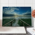 thumbnail image 1 of Beach Cutting Board, Entry to the Beach with Leading Handrails Surrounded by Bushes Sunrise Cloudy Weather, Decorative Tempered Glass Cutting and Serving Board, Large Size, Multicolor, by Ambesonne, 1 of 1
