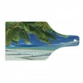 thumbnail image 1 of Beach Cutting Board, Hammock on the Sandy Beach Between Palm Coconut Overlooking Sea Nature Art, Decorative Tempered Glass Cutting and Serving Board, Wine Bottle Shape, Cream Navy Green, by Ambesonne, 1 of 1