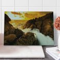 thumbnail image 1 of Beach Cutting Board, Sunset and Waves over Tropical Wild Rocks on Beach Heaven Nature Summer Calm Print, Decorative Tempered Glass Cutting and Serving Board, Large Size, Orange Grey, by Ambesonne, 1 of 5