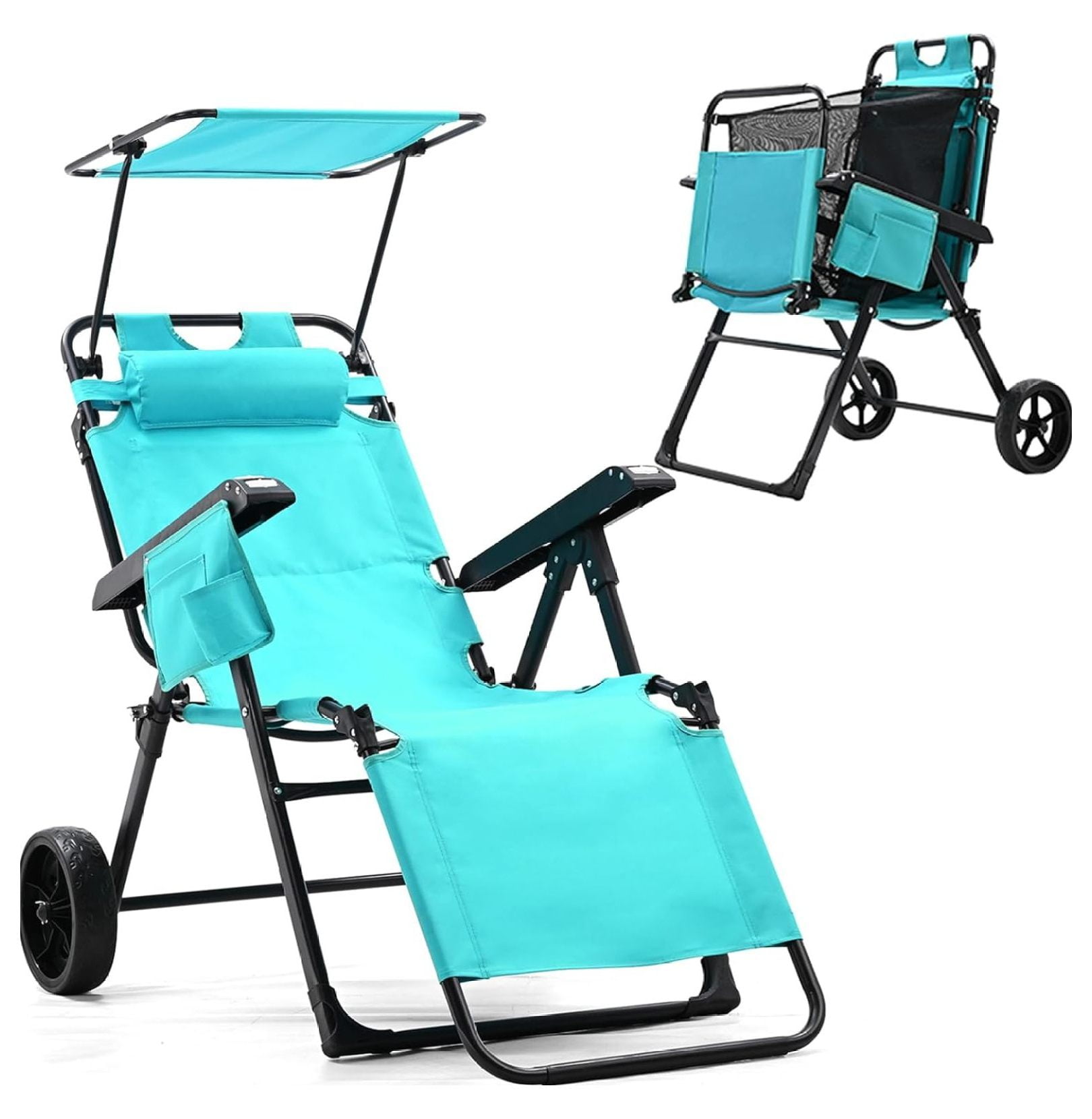 Beach Day Foldable Beach Chair with 7 Positions, Folding Beach Chair