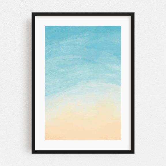 Beach Day - Painting Abstract Minimalist Pastel Beach Coastal Ocean Minimalist Summer Black Framed Wall Art Print 20 x 30 inches
