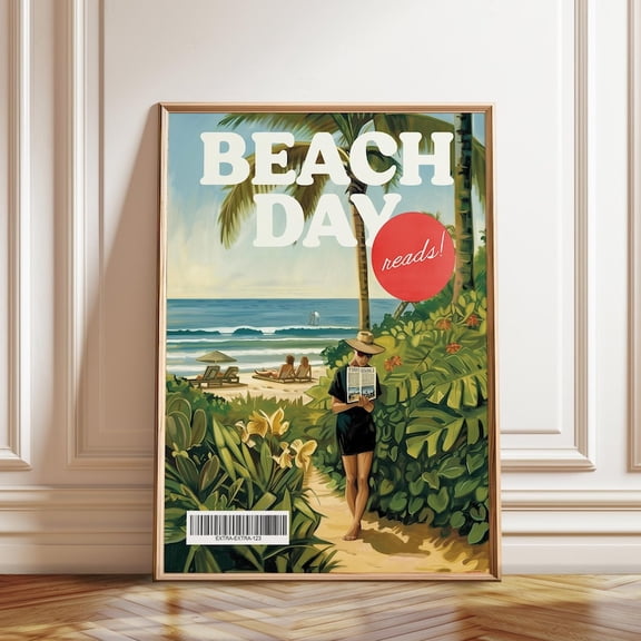Beach Day Reads Summer Coastal Wall Art Print, Unframed Paper Poster 8x10in