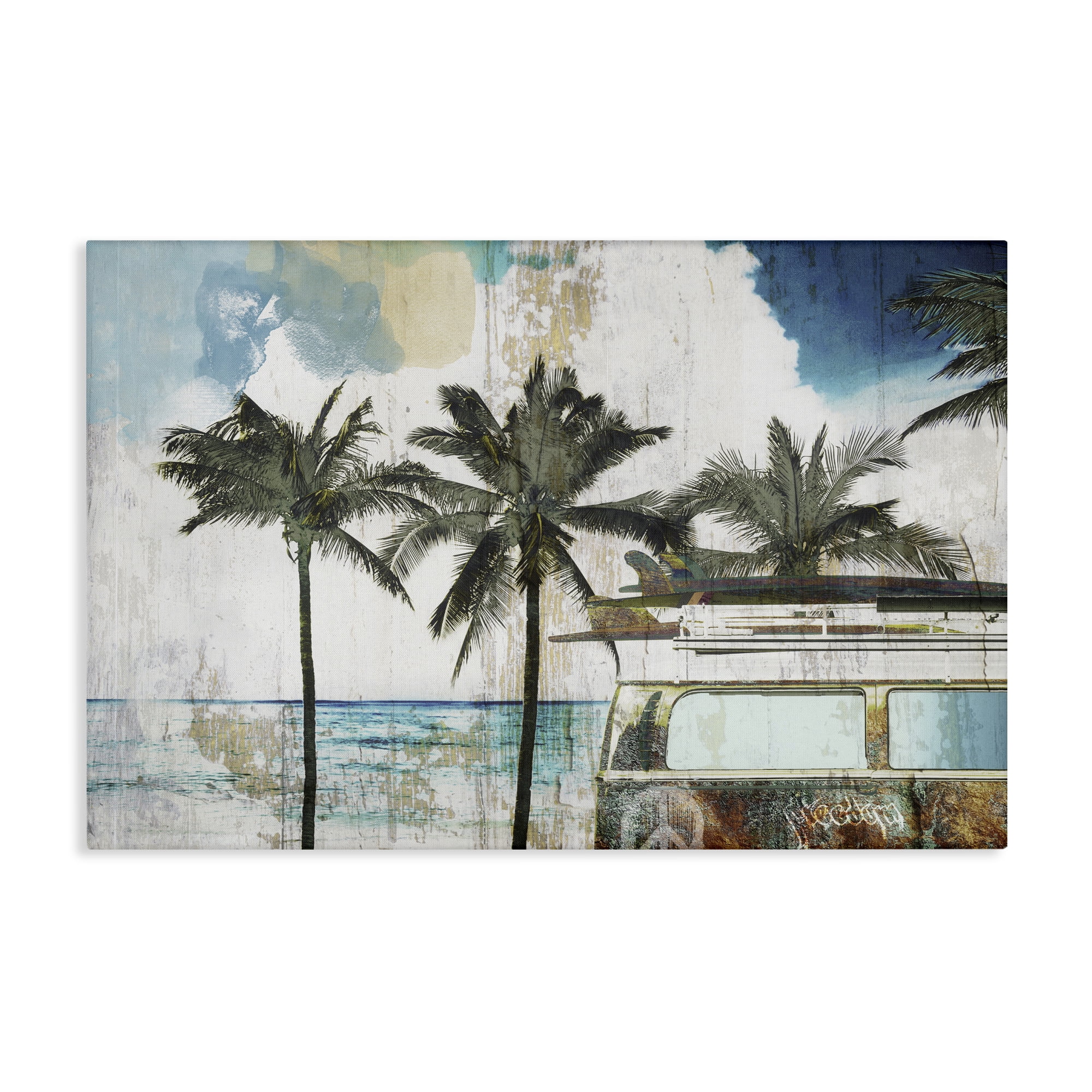 Beach Day Retro Vacation Canvas Wall Art, design by Sasha