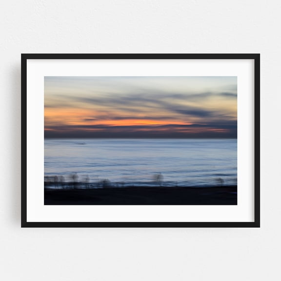 Beach Days Gone By - Redondo Beach California Photography Sunset Seascape Abstract Ocean Minimalist Coast Beach Black Framed Wall Art Print 5 x 7 inches