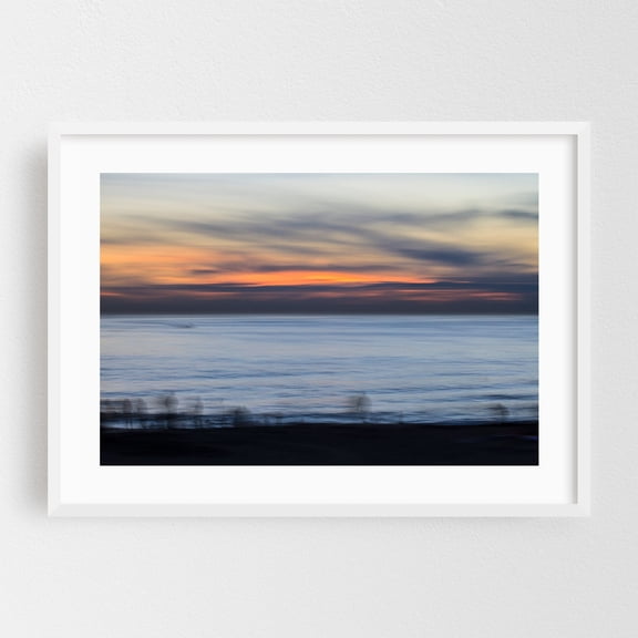 Beach Days Gone By - Redondo Beach California Photography Sunset Seascape Abstract Ocean Minimalist Coast Beach White Framed Wall Art Print 16 x 24 inches