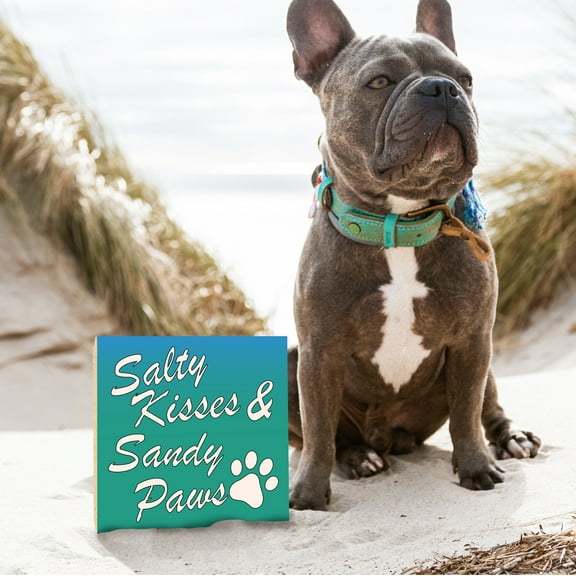Beach Decor, Salty Kisses Sandy Paws Wood Sign, Coastal Dog Decor, Beach House Sign, Dog Signs for Beach Home